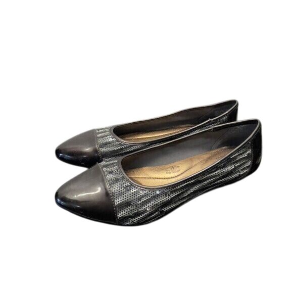 Soft Style Women Brown-Gray Sequined Flats Shoes SZ 8.5M  Pointed Toe -Comfort - Picture 1 of 12